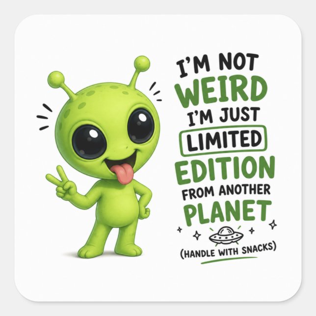 Limited Edition Alien Design Square Sticker (Front)