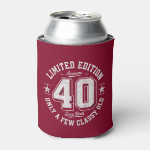 Limited Edition Awesome 40th Birthday Burgundy Can Cooler