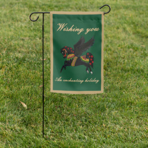 Limited Edition Black Pegasus Vintage Carousel Garden Flag