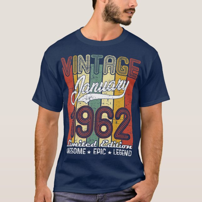 Limited Edition January 1962 59th Birthday Gift T-Shirt (Front)