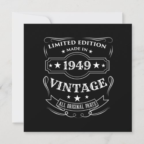 Limited Edition Made In 1949 Vintage Birthday Gift Invitation