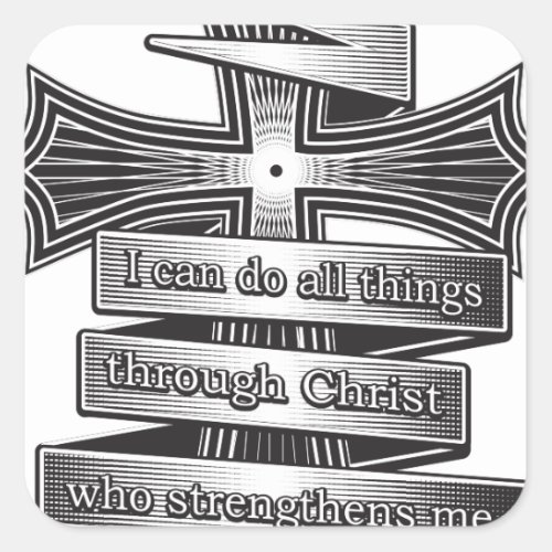 Limited Edition Philippians 413 Christian Bible Square Sticker