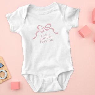 Limited Edition Pink Retro Modern Girl Bows  Baby Bodysuit