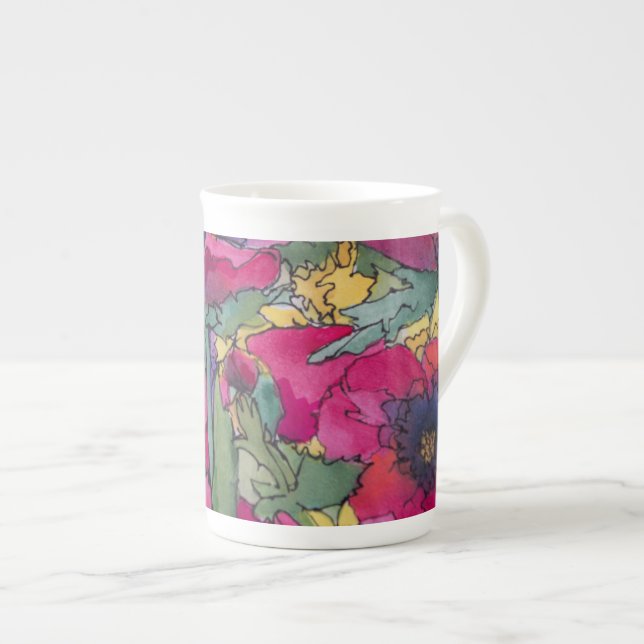 Limited Edition Porcelain Cup, artist Kim Brooks Bone China Mug (Front Right)