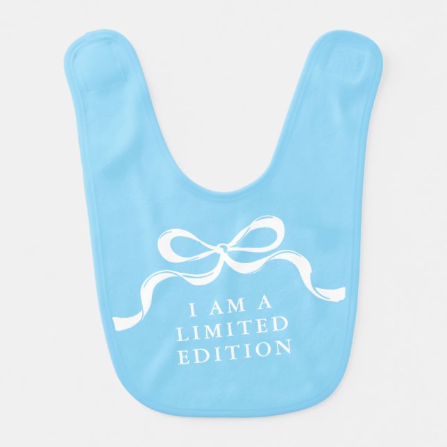 Limited Edition Retro Modern Baby Boy Blue Bows  Baby Bib (Front)