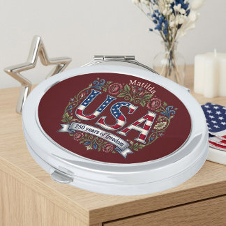Limited Edition USA 250 Years of Freedom Art Name  Compact Mirror