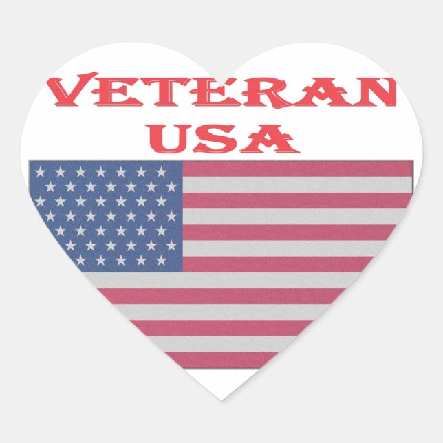 Limited Edition Veteran USA Heart Sticker  (Front)