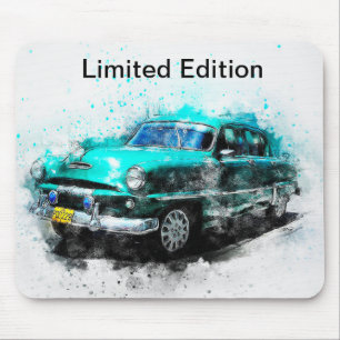 Limited Edition Vintage Green Car Design Mousepad