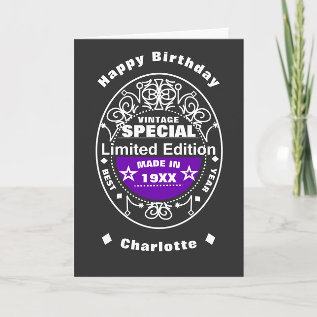 Limited Edition Year Born Personalized Birthday Card (Front)