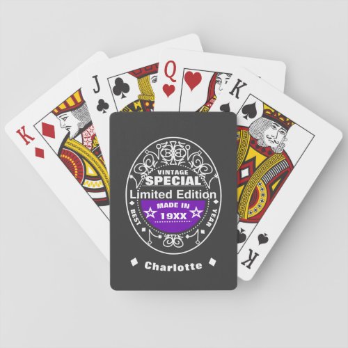 Limited Edition Year Born Personalized Birthday Playing Cards