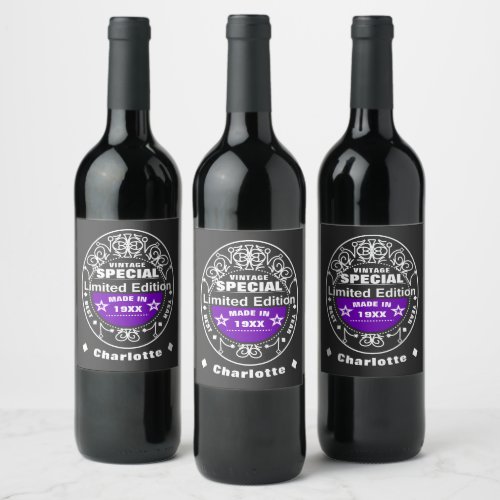 Limited Edition Year Born Personalized Birthday Wine Label