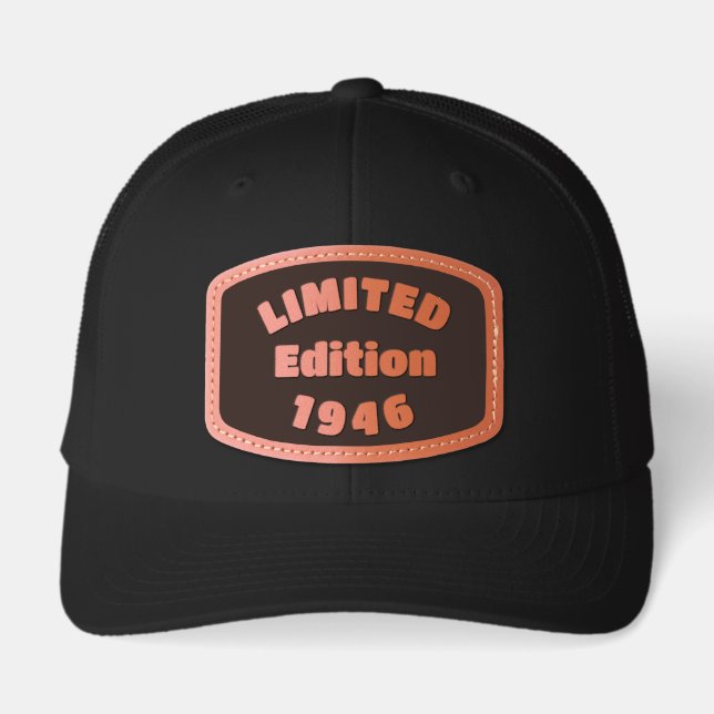 Limited Edition Your Custom Birth Year Leather Patch Hat (Front)