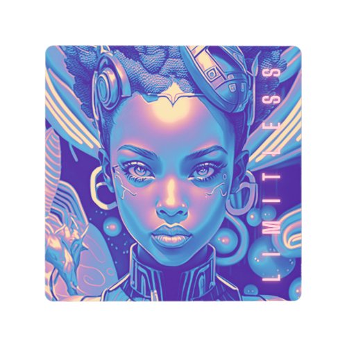 Limitless Futuristic Sci Fi Girl Metal Wall Art