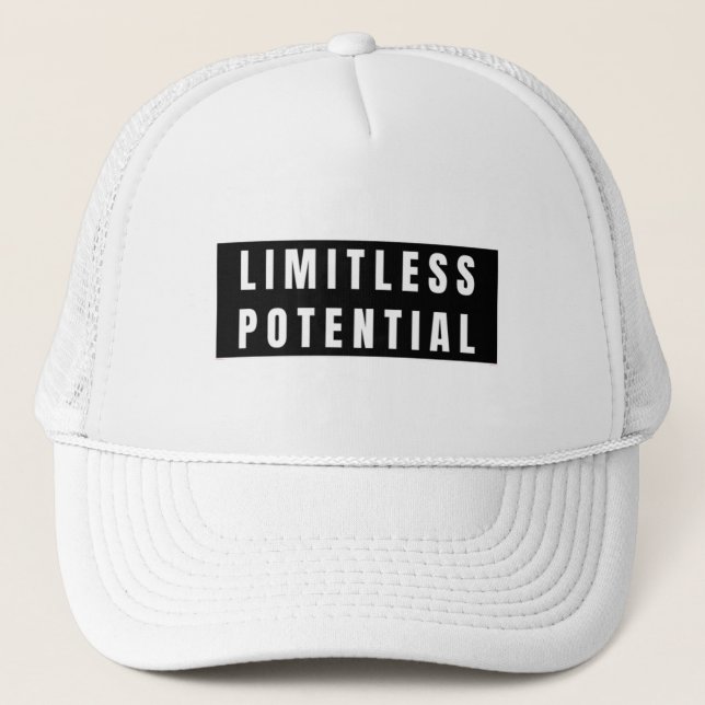 Limitless Potential in Bold White Letters Trucker Hat (Front)