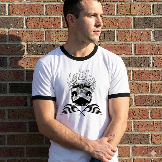 Limitless Skull & Tattered Flags Mens S-hirt T-Shirt (Creator Uploaded)