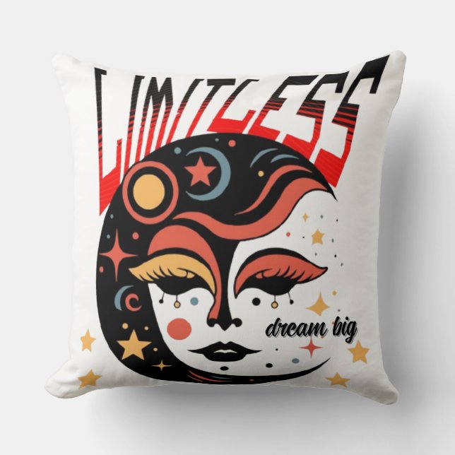 Limitless Throw Pillow – Motivational Minimalist  (Front)
