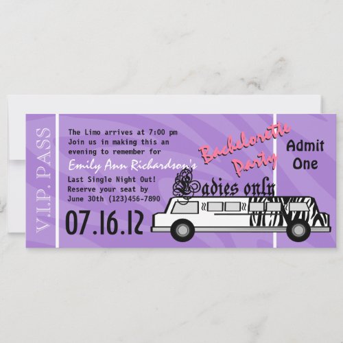 Limo Bachelorette Party Invitation