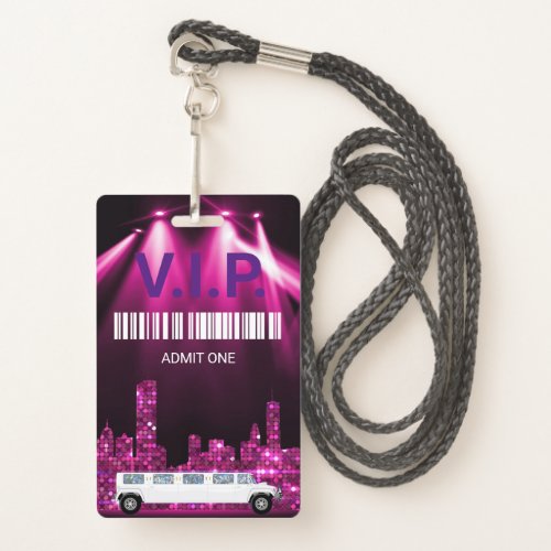 Limo Pass Party Pass VIP Invitation glitter Badge