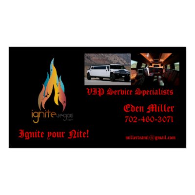 Limo Pic, Ignite Logo, limo 2, 702 460 3071, IgBusiness Card