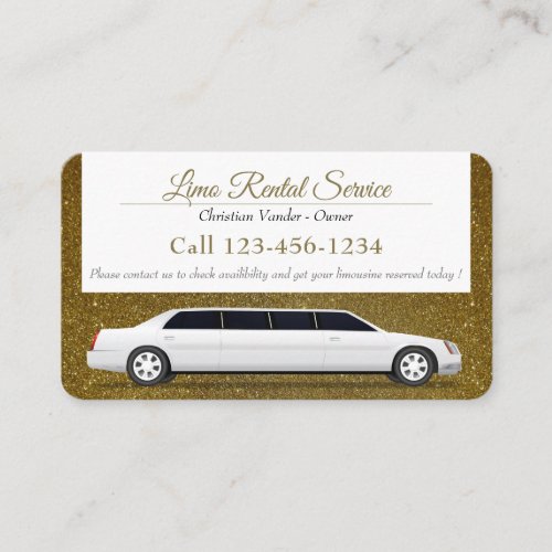 Limo Rental And Driver Service  Luxury Glitter Business Card