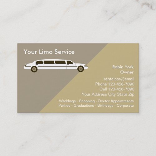 Limo Rental Car Service Business Cards