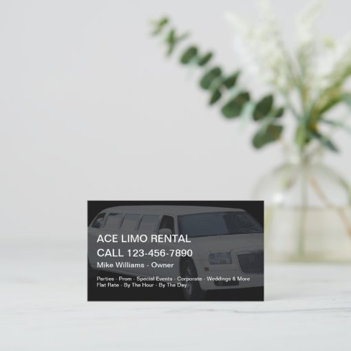 Limo Rental Services Business Card Zazzle
