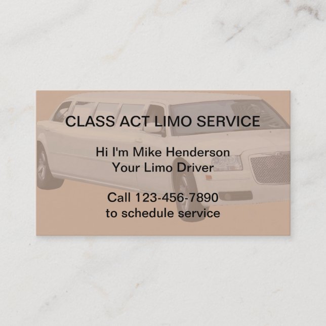 Limo Service Taxi Business Cards (Front)