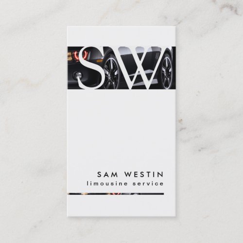 Limo Service Transportation Bold Stripe Monogram Business Card