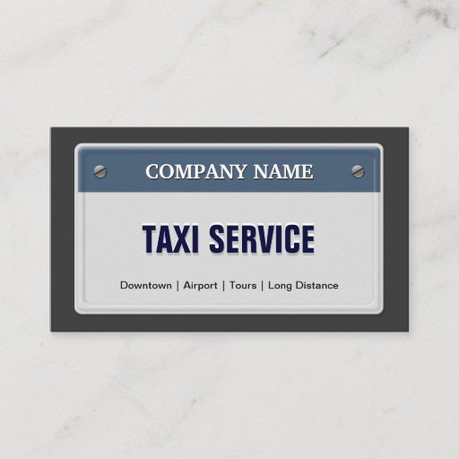 Customizable Limo &amp; Taxi Service - Cool Licensed Plate Business Cards