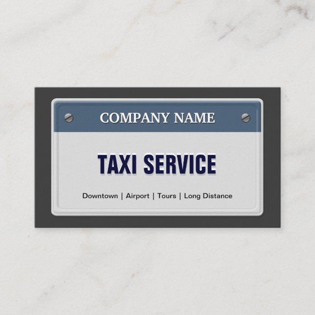 Limo & Taxi Service - Cool Licensed Plate Business Card (Front)