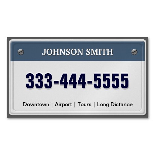 Customizable Limo &amp; Taxi Service - Cool Licensed Plate Magnetic Business Card