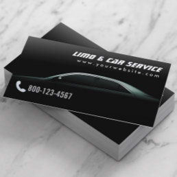 Limo &amp; Taxi Service Elegant Dark Limousine Business Card