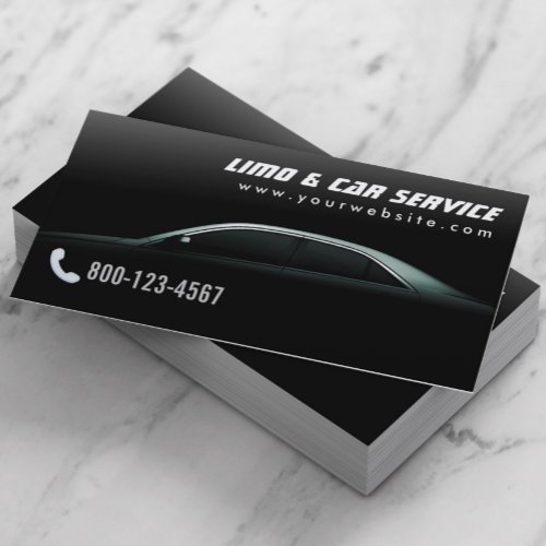 Limo  Taxi Service Elegant Dark Limousine Business Card