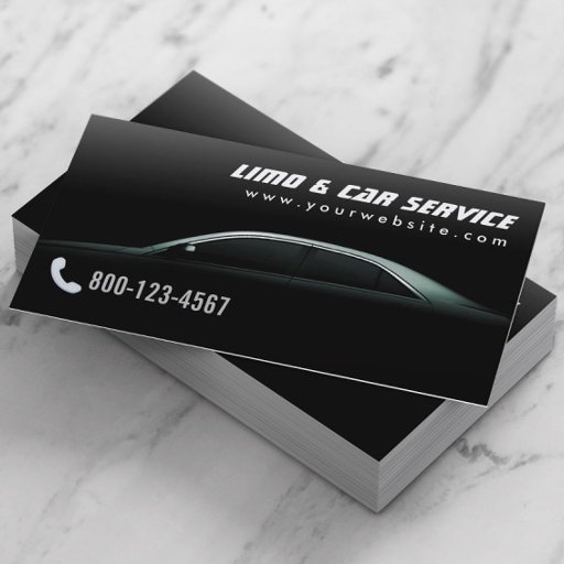 Customizable Elegant Dark Limo & Taxi Service Business Card