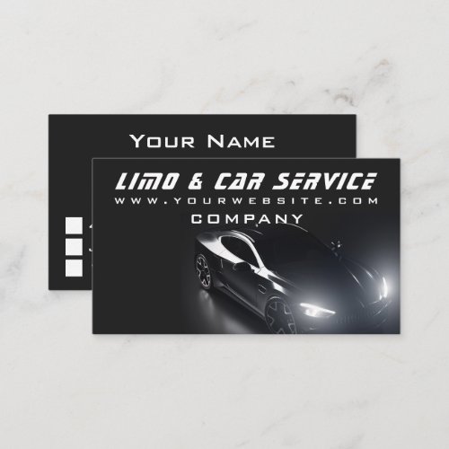 Limo  Taxi Service Elegant Dark Limousine  Business Card