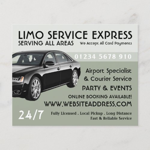 Limo Taxi Service with Price List Advertising Flyer