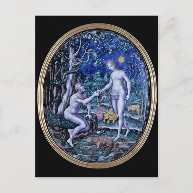 Limoges plaque depicting Adam and Eve, c.1570 Postcard (Front)