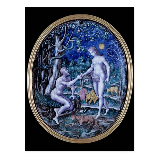 Limoges plaque depicting Adam and Eve, c.1570 Postcard