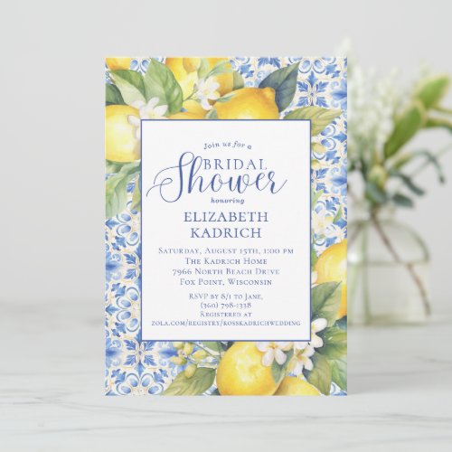 Limoncello Blue Italian Bridal Shower Invite