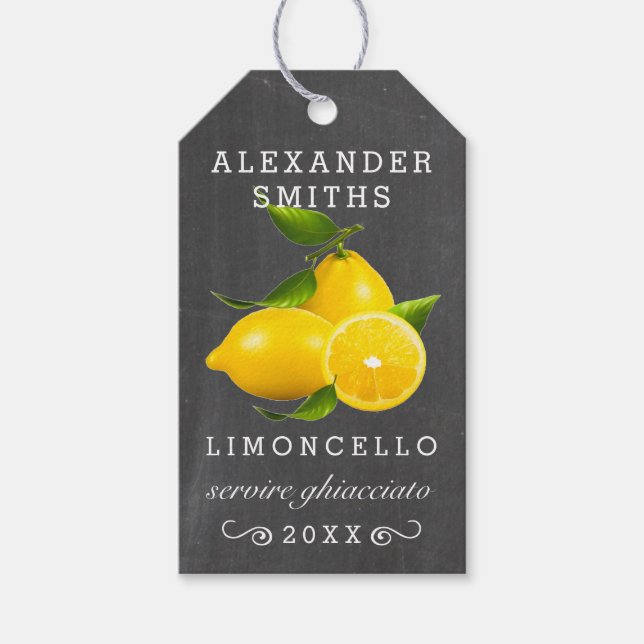 Limoncello Bottle Hang Tag Chalkboard Look | (Front)