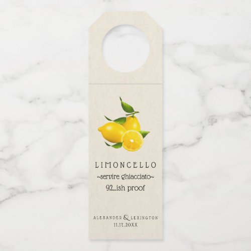 Limoncello Bottle Hang Tag  Wedding Guest Favor