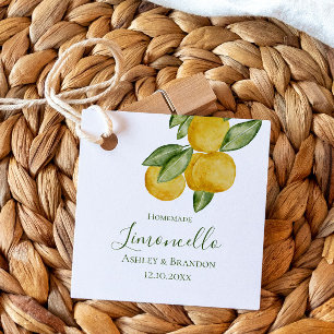 Limoncello Bottle Label, Lovely Lemon Watercolor Favor Tags