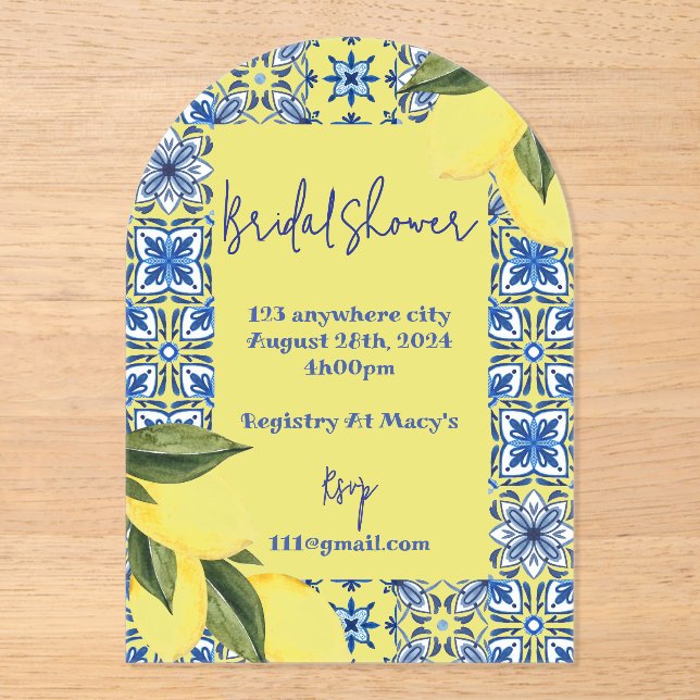 LIMONCELLO BRIDAL SHOWER INVITATION (Front)
