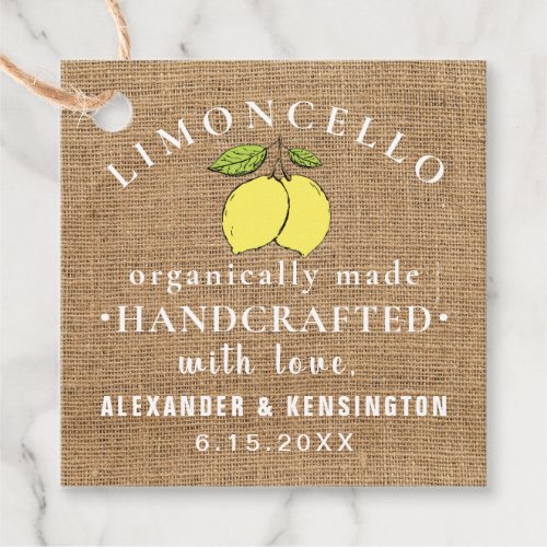 Limoncello Burlap Look Rustic Country Favor Tags