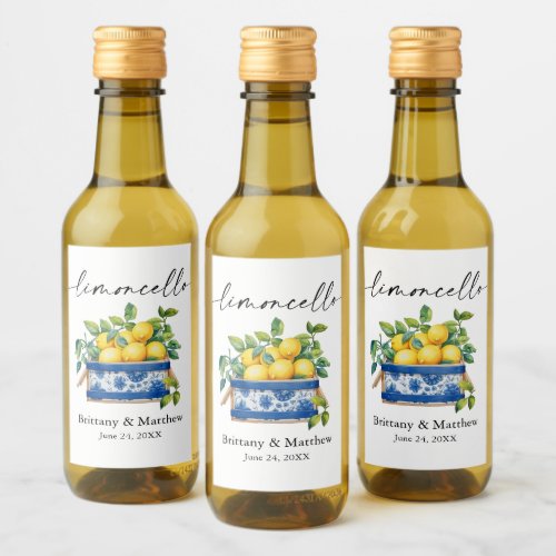 Limoncello Calligraphy Watercolor Lemons Box Mini Wine Label