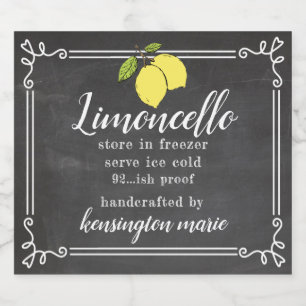 Limoncello Chalk Look Liquor Bottle Label
