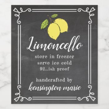 Limoncello Chalk Look Tall Bottle Label | Homemade by hungaricanprincess at Zazzle