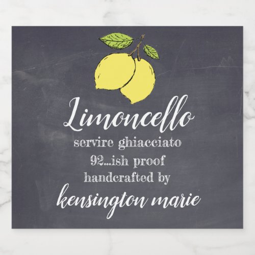 Limoncello Chalkboard Look For Small Bottle  Liquor Bottle Label