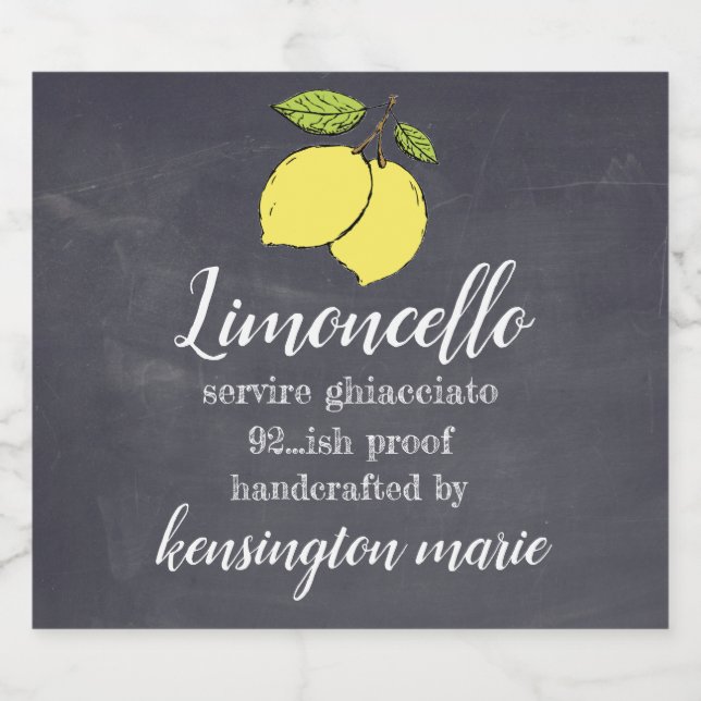 Limoncello Chalkboard Look For Small Bottle | Liquor Bottle Label (Single Label)