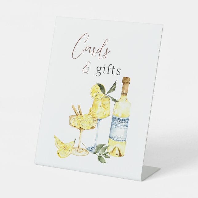 Limoncello Cocktail Bridal Shower Gifts and Cards  Pedestal Sign (Front)